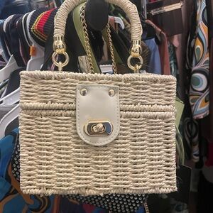 F21 Cream Mini Woven Bag